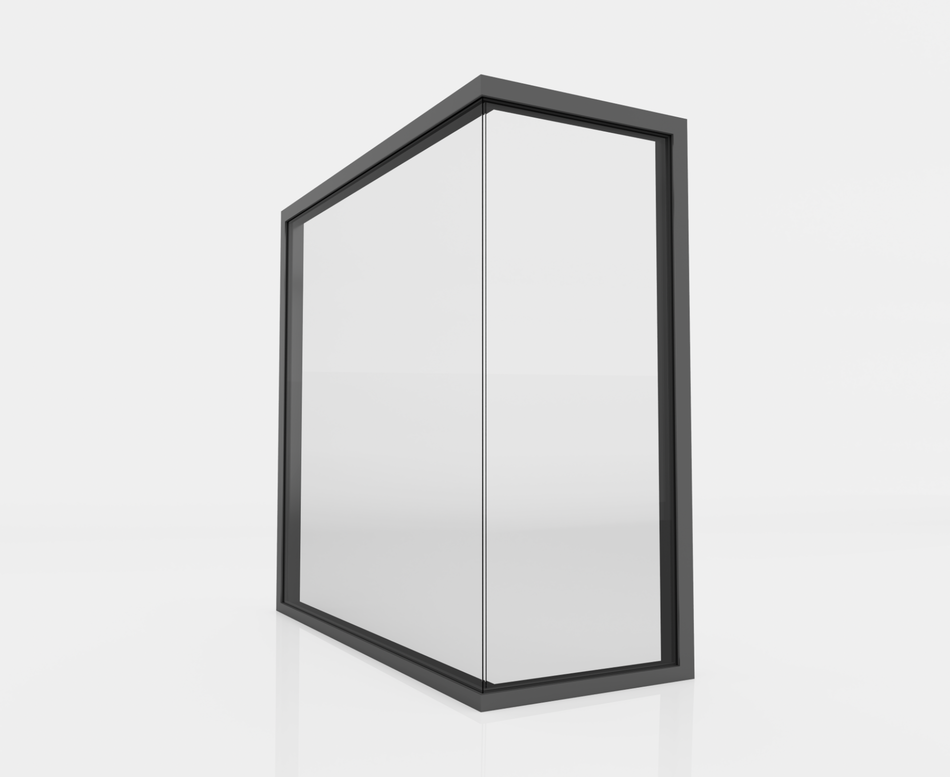Cornerless corner window where two glazed elevations meet with no post
