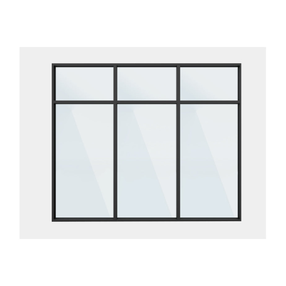 Pre-assembled aluminum window wall unit spanning floor to floor